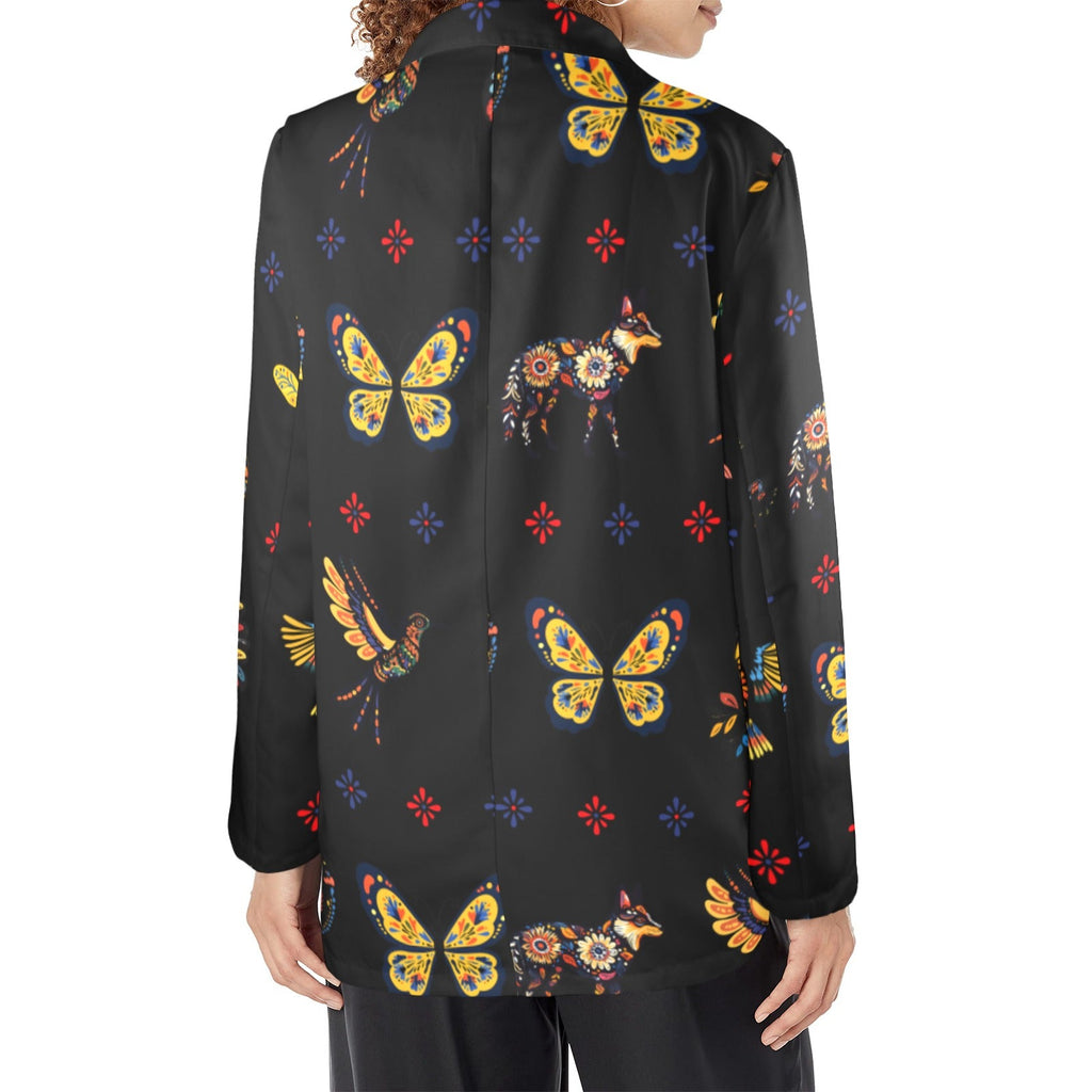 Baha Ranch Colores de Mexico Mexican Talavera Animals Floral Women's Blazer