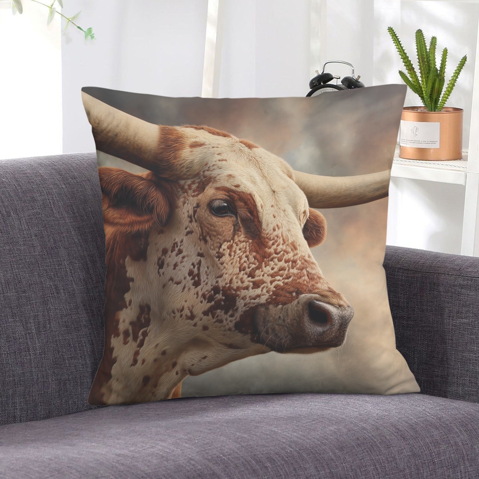 Baha Ranch Western Ranch Bull Velvety Soft Pillow Cover Made in America
