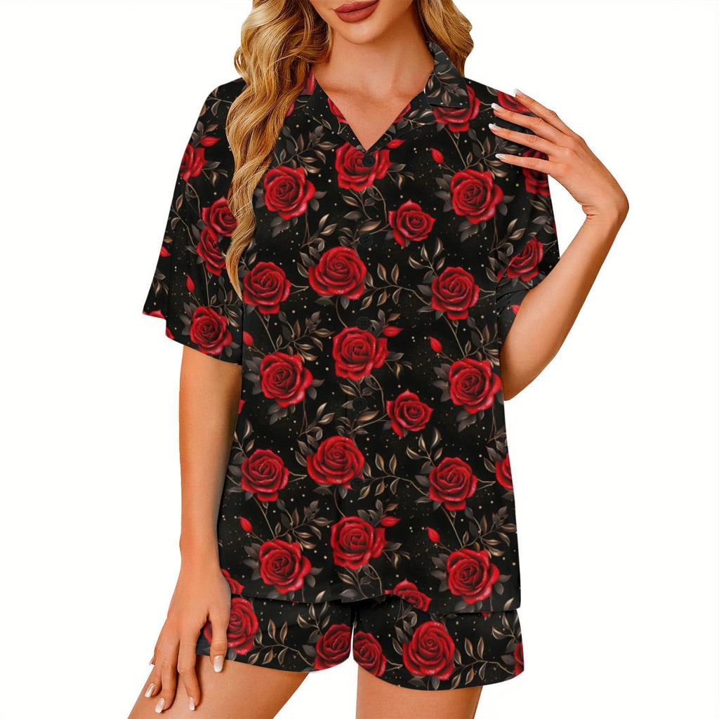 Baha Ranch Red Rose Women's Pajama Set Made in America
