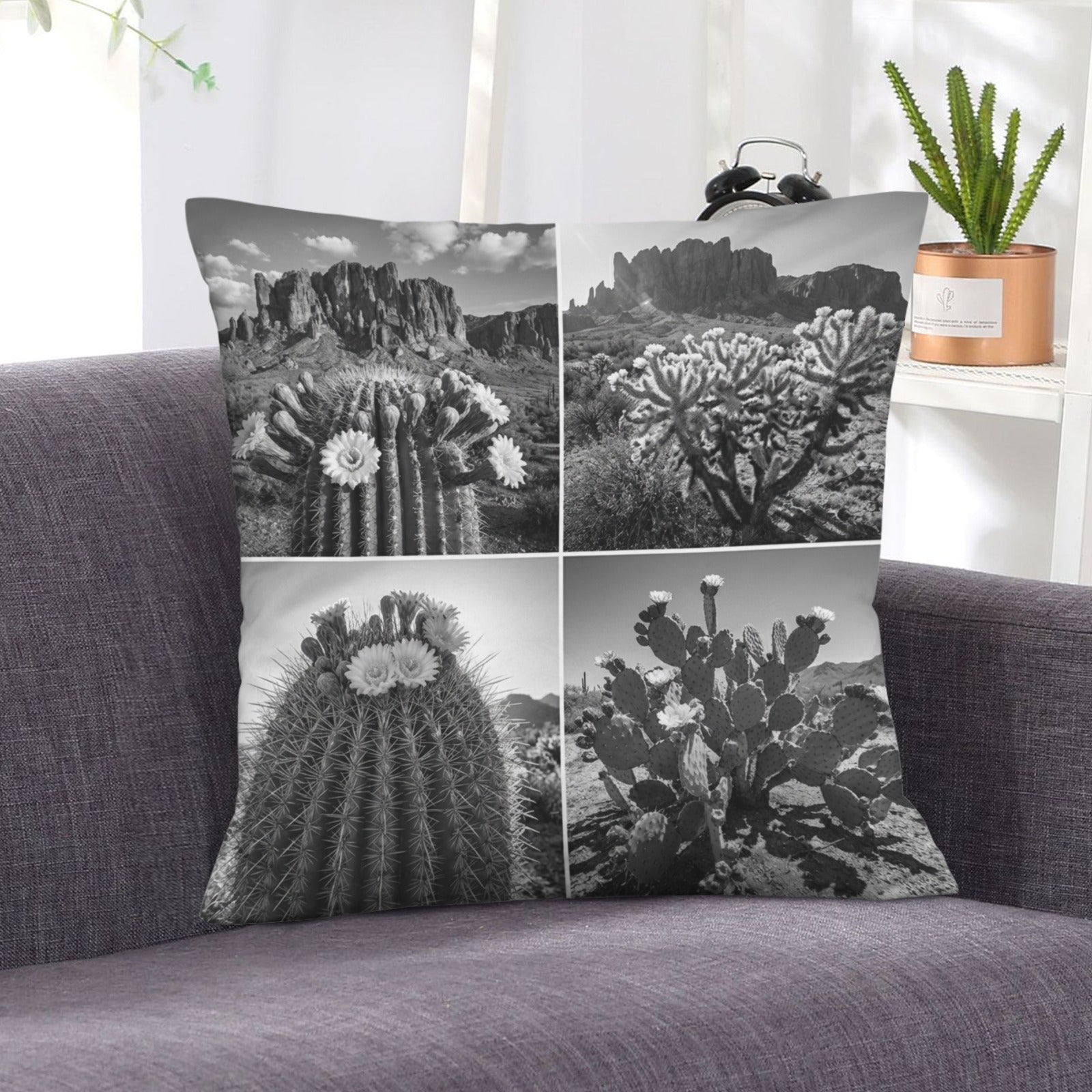 Baha Ranch Black White Cactus Velvety Soft Pillow Case Made in America