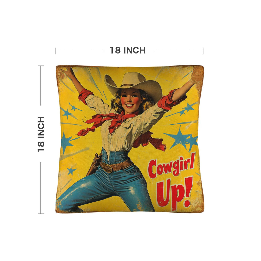 Baha Ranch Vintage Cowgirl Up Throw Pillow Case 18 x 18 Made in America