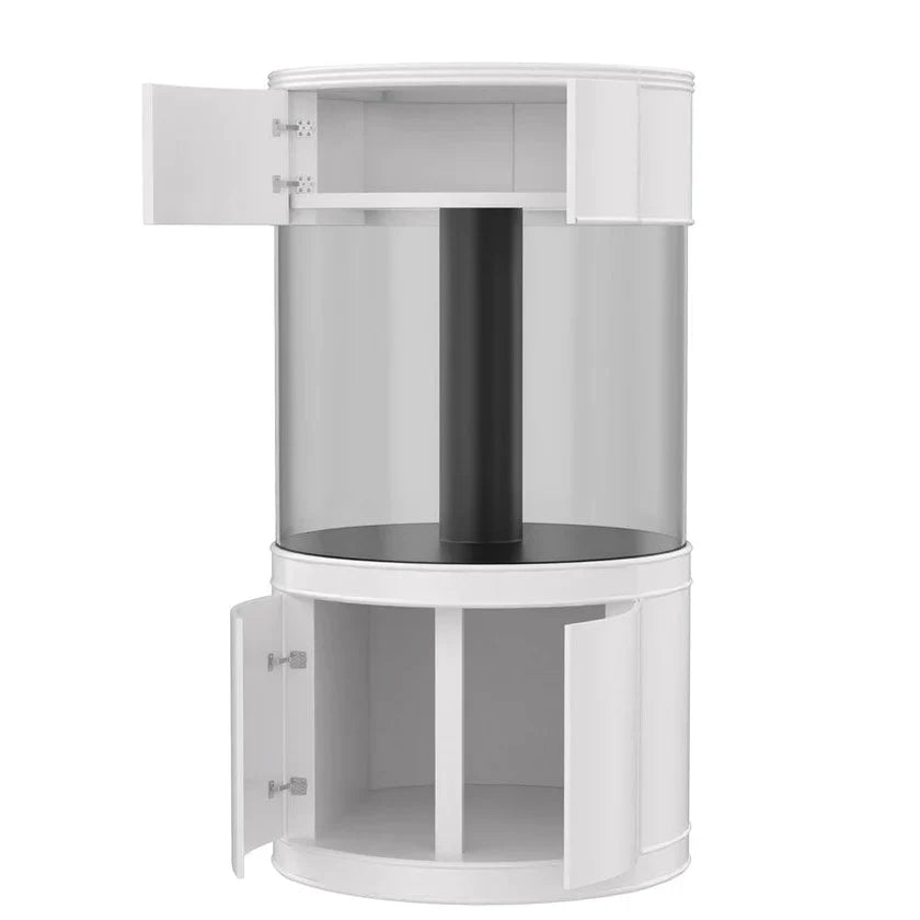 185g Glass Full Cylinder Aquarium Set in Unstained Wood Furniture
