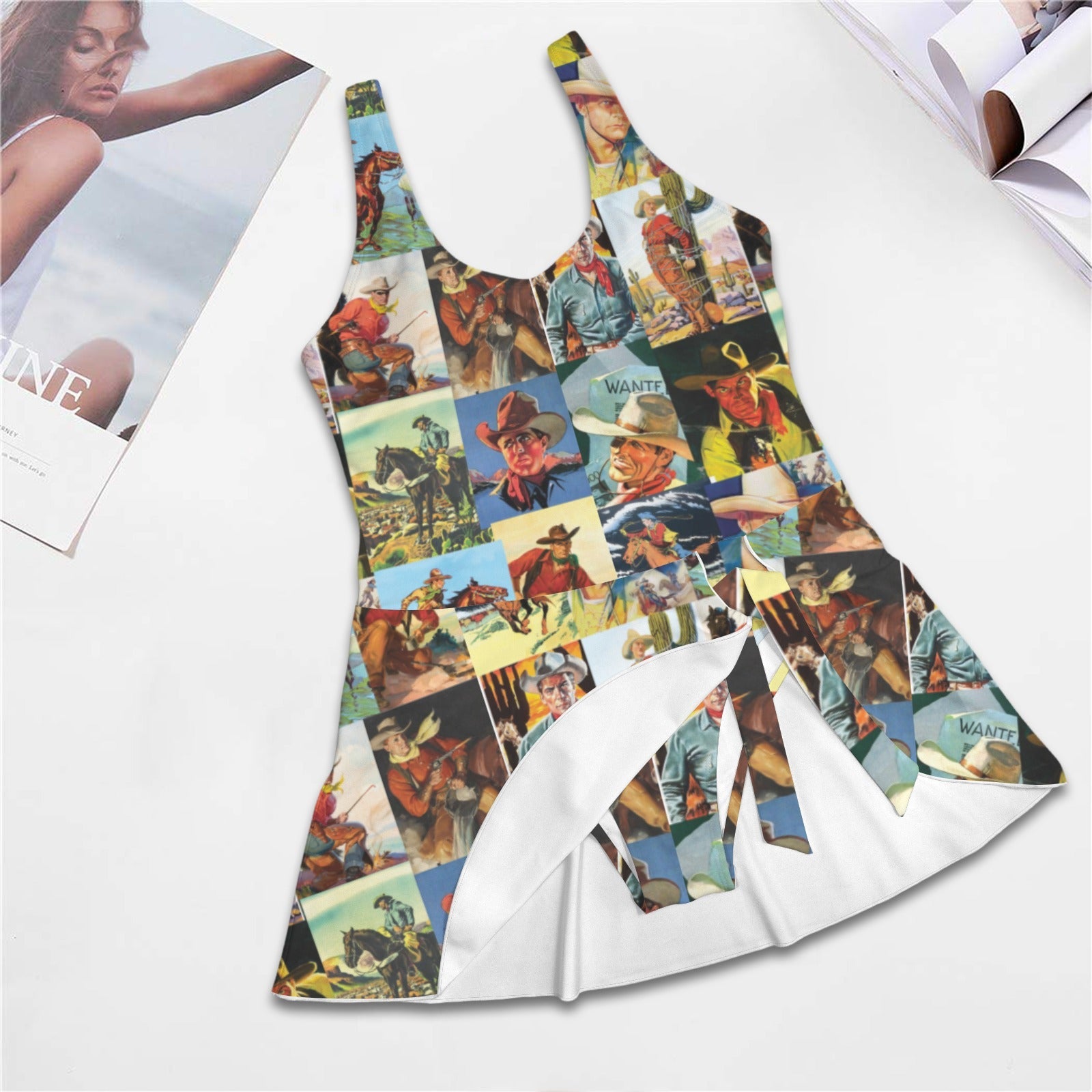 Baha Ranch Vintage Cowboy Skirted Swimsuit