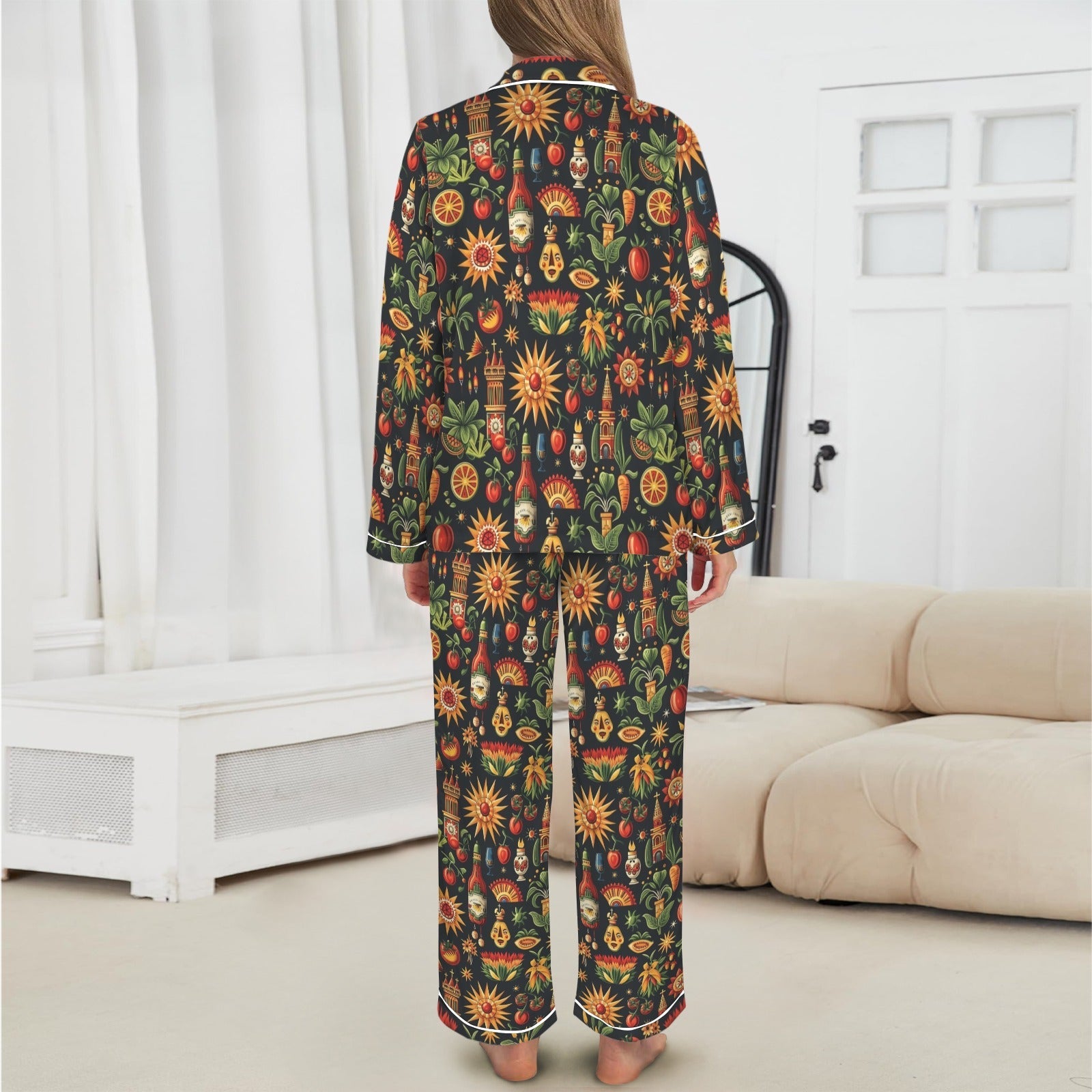 Baha Ranch Colores De Mexico - Mexican Culture Satin Pajamas