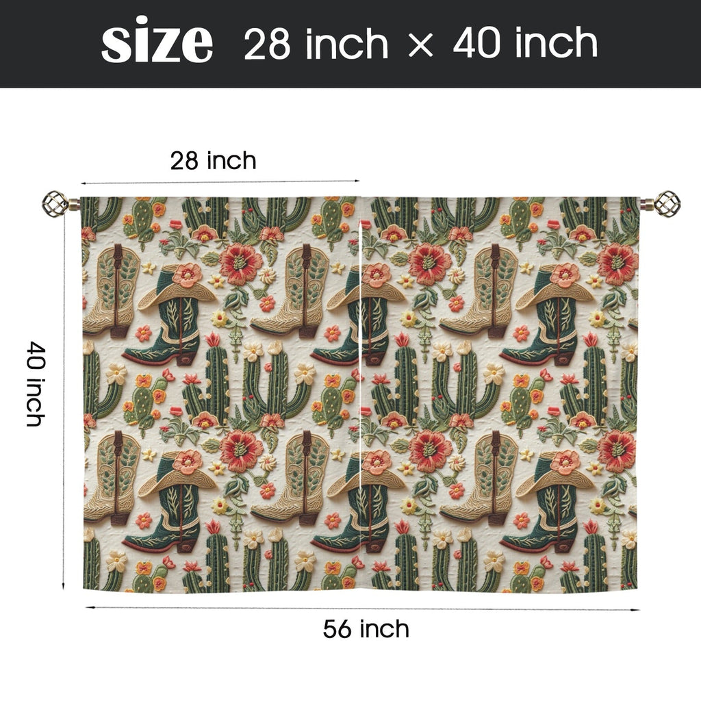 Baha Ranch Cactus and Boots Curtains 28"x40" (2-Piece) Made in America