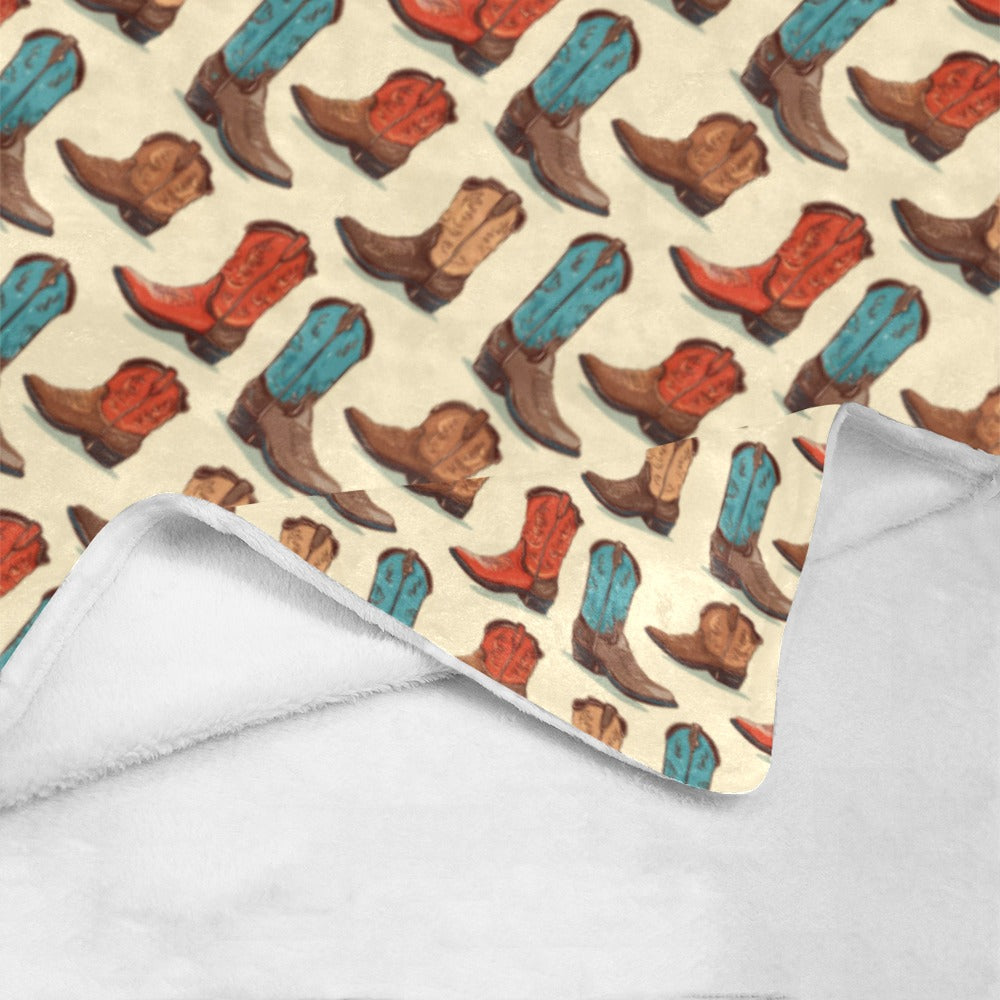 Baha Ranch Got My Boots Western Micro Fleece Throw Blanket 60" x 80" Made in America