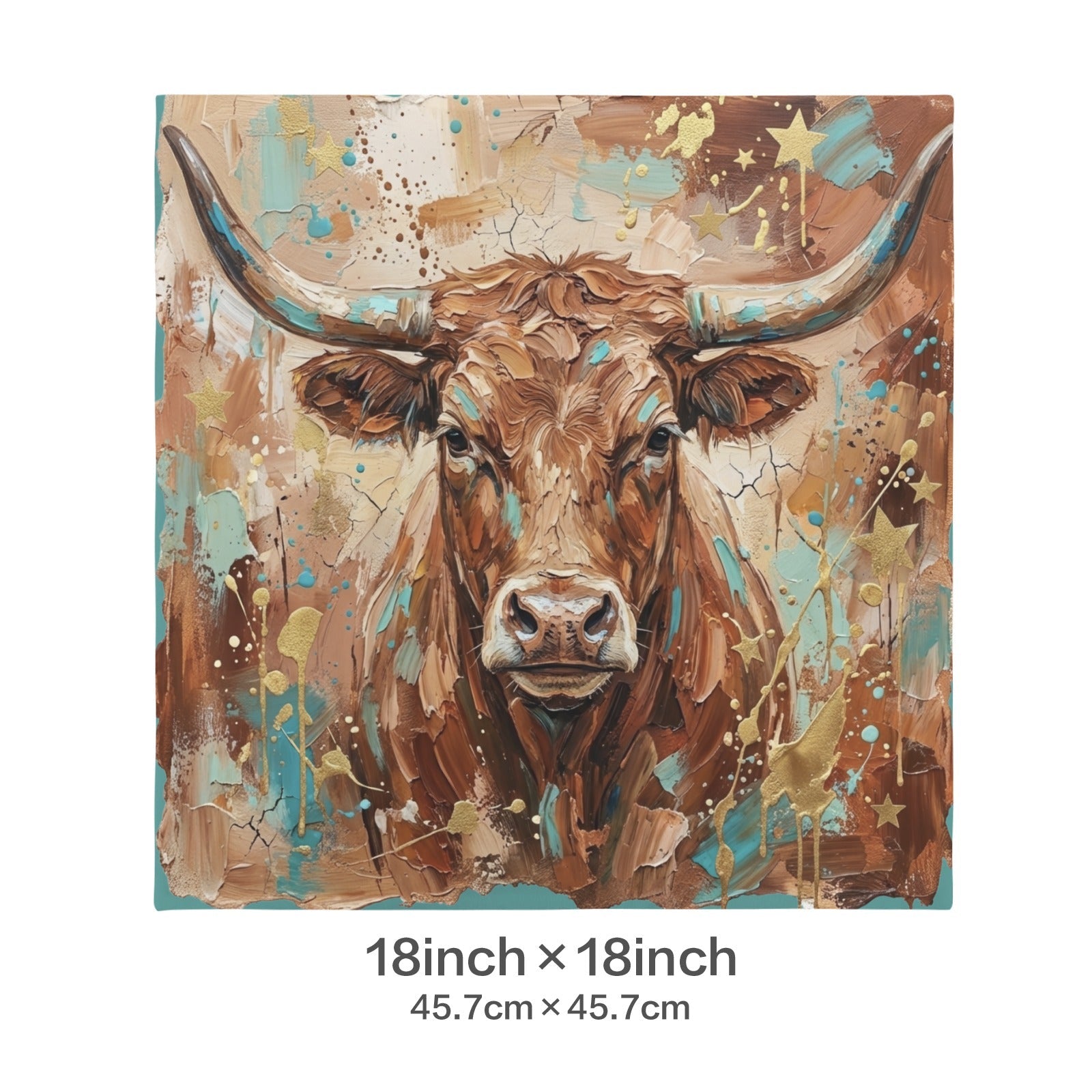 Baha Ranch Velvety Soft Painted Bull Pillow Cover Made in America