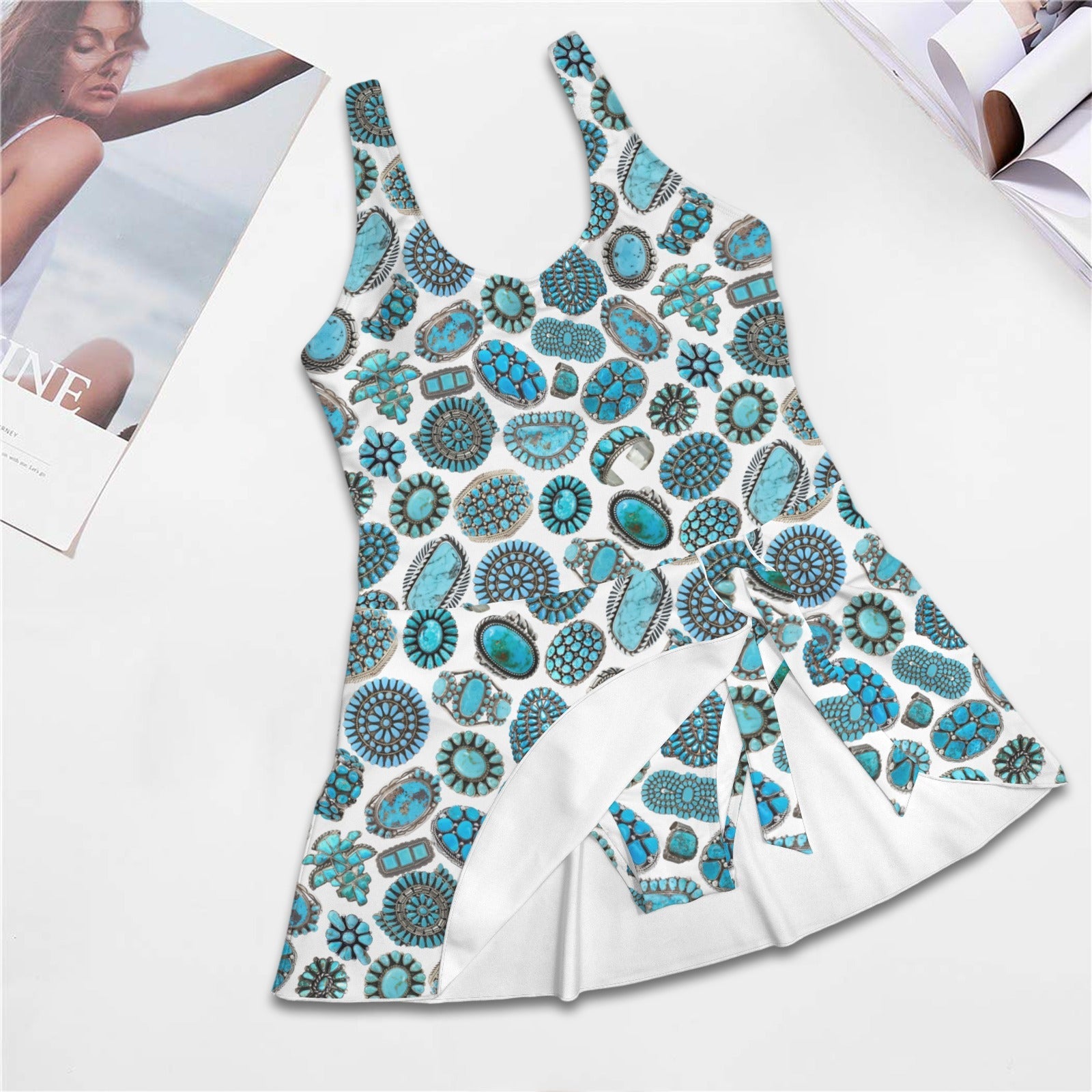 Baha Ranch All Turquoise Skirted Swimsuit
