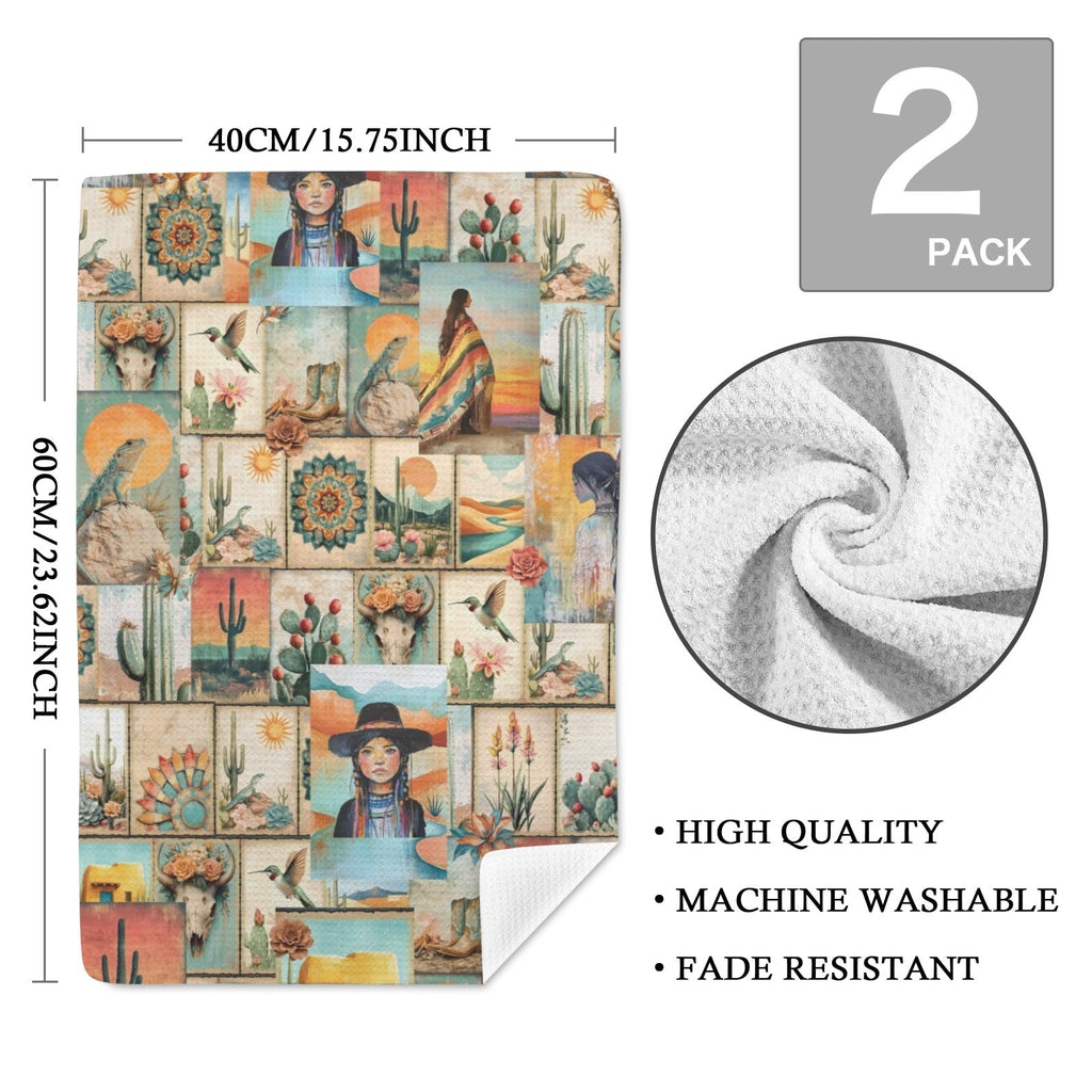 Baha Ranch Colores de Mexico Pictures of the Southwest Set of 2 Dish Towels Made in America
