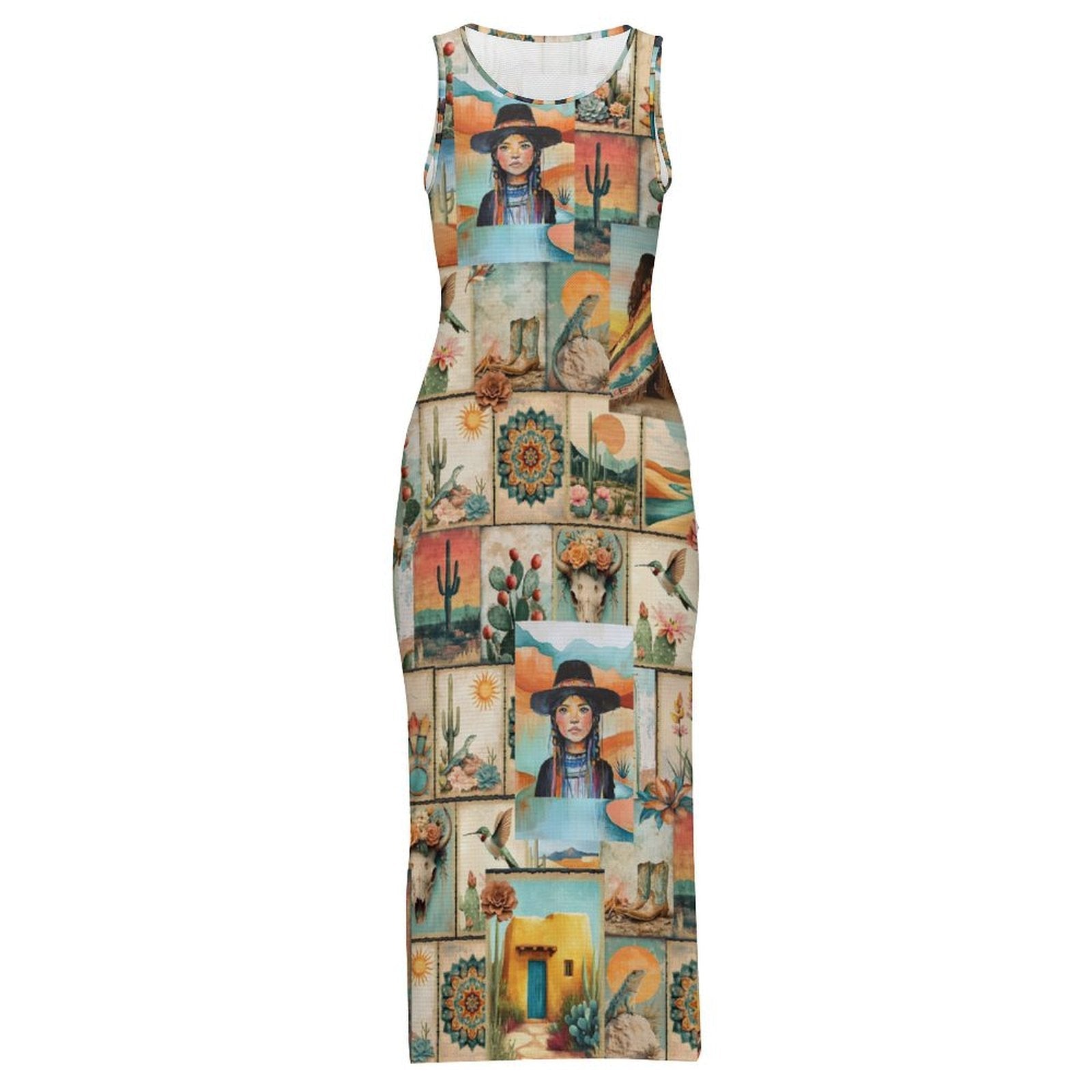 Baha Ranch New Colores De Mexico Pictures of the Southwest Bodycon Side Slit Long Dress