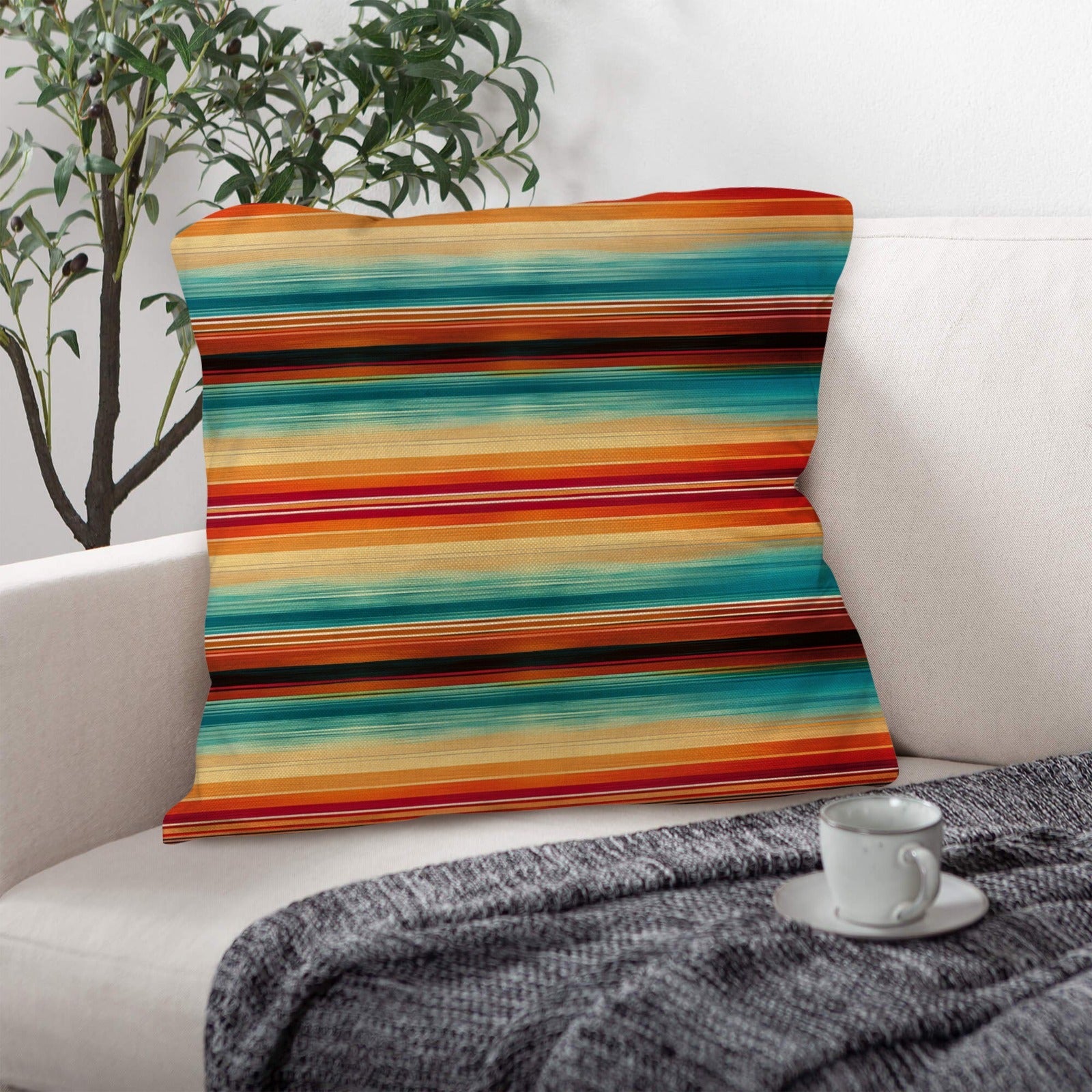 Baha Ranch Colores De Mexico Southwest Serape Pillow Case 18x18" Made in America