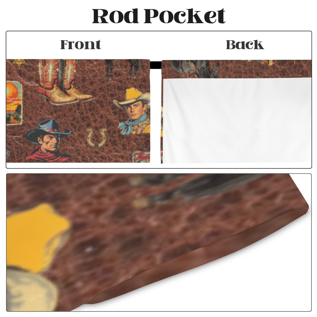 Baha Ranch Vintage Cowboy Collage Western Curtains 52" x 63" Made in America