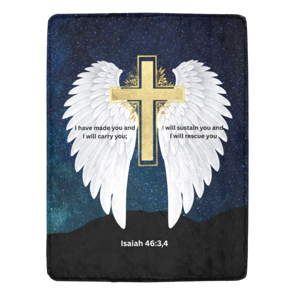 Baha Ranch I Will Rescue You Angel Wings Throw Blanket 60" x 80" Made in America