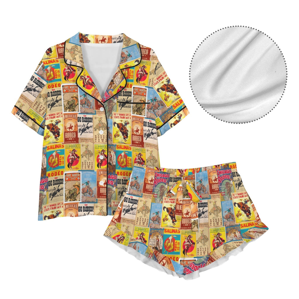 Baha Ranch Vintage Rodeo Poster Satin Pajama Set