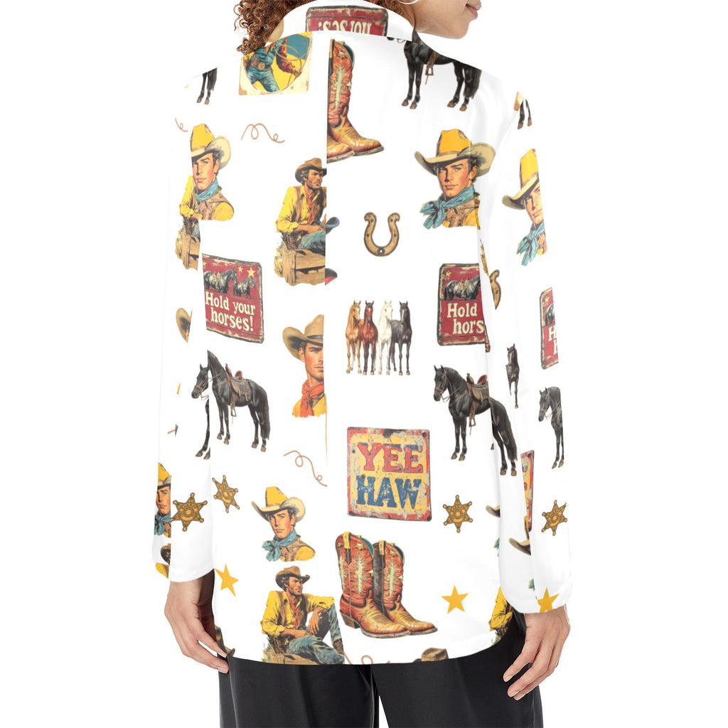 Baha Ranch Vintage Cowboy Collage Western Women's Blazer