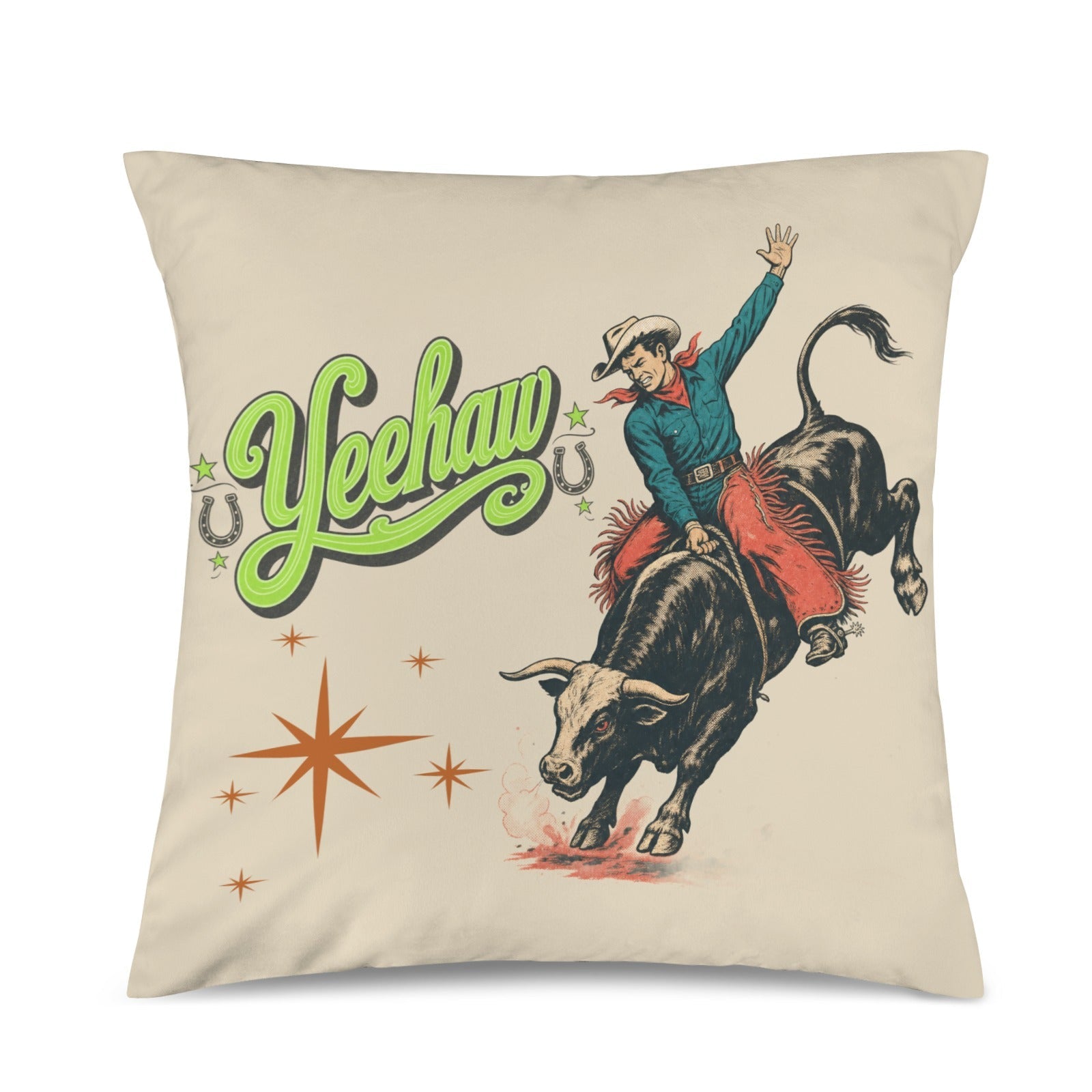 Baha Ranch The Last Roundup Yeehaw Throw Pillow Cover Made in America