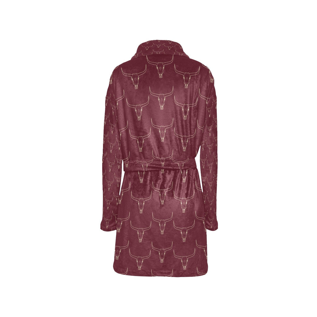 Baha Ranch Burgundy Longhorn Women's Western Bath Robe