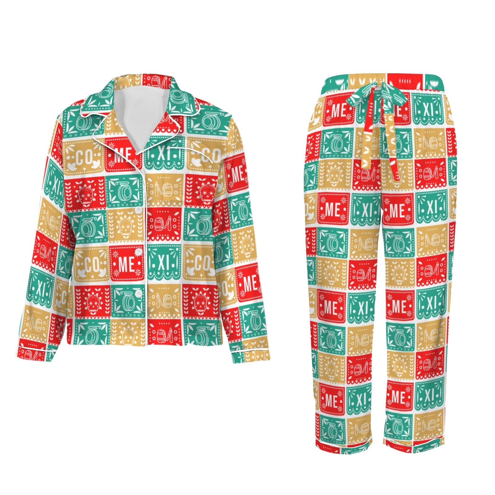 Baha Ranch Colores De Mexico Picado Womens Satin Pajamas