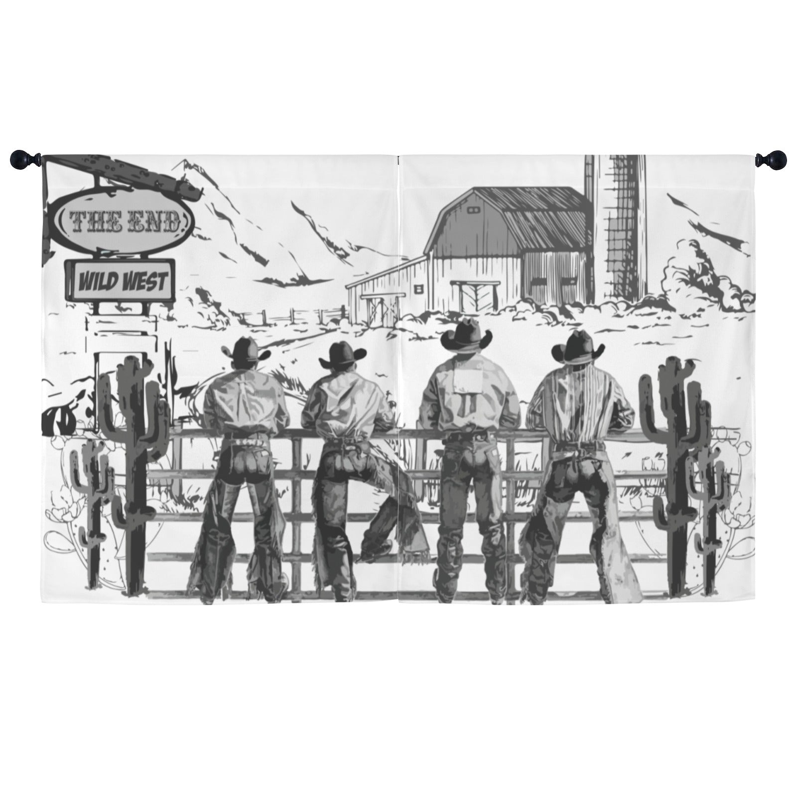 Baha Ranch Cowboy Ranch Window Curtain 52"x63" Made in America