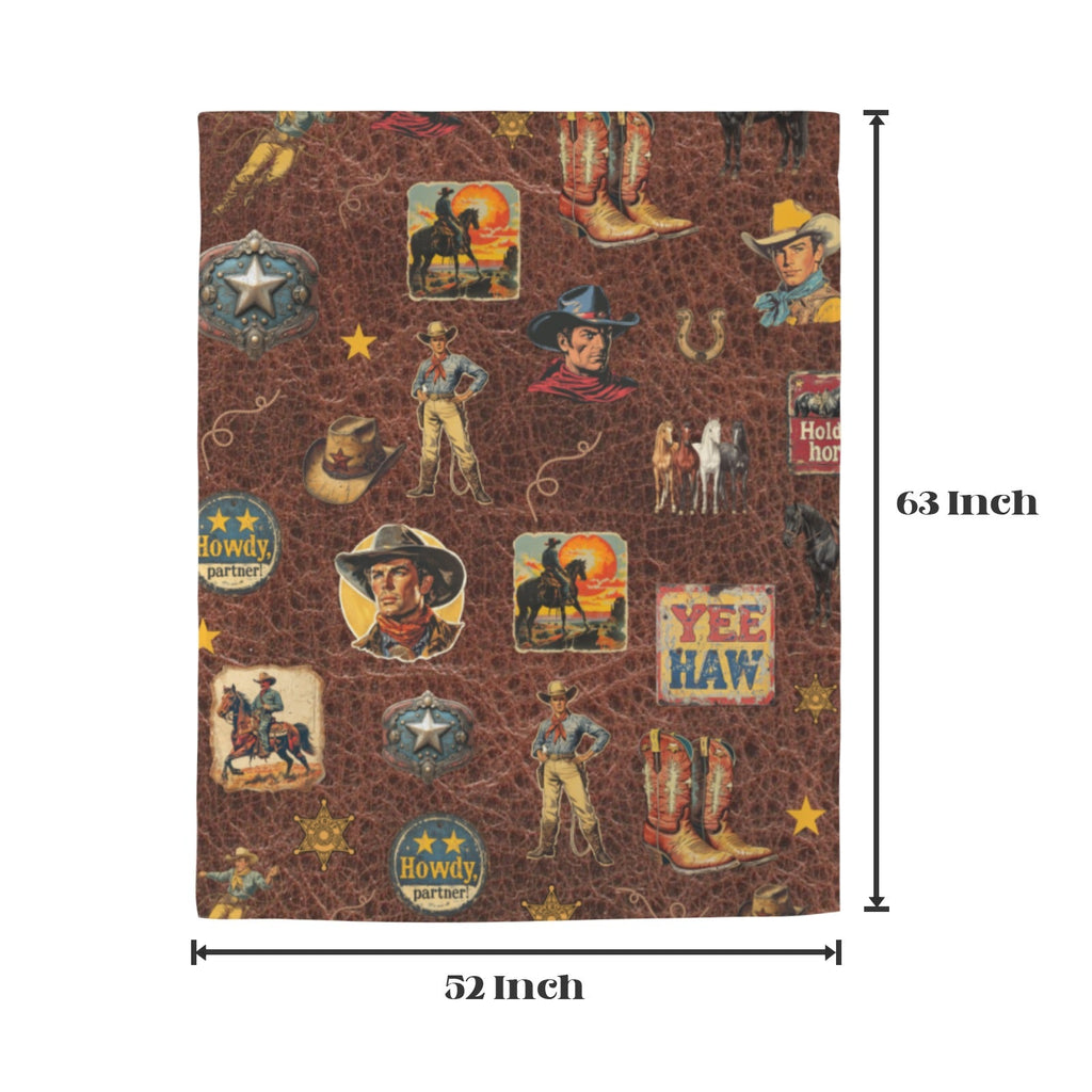 Baha Ranch Vintage Cowboy Collage Western Curtains 52" x 63" Made in America