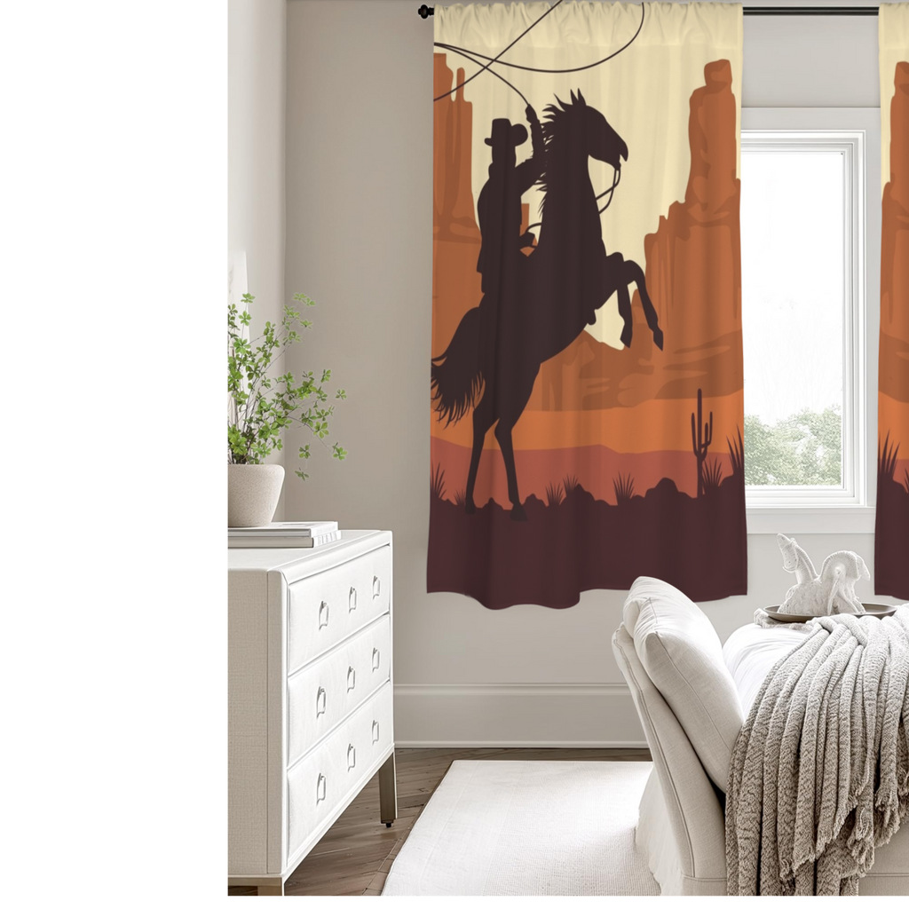 Baha Ranch Desert Cowboy Curtains 52"x63" (2-Piece) Made in America