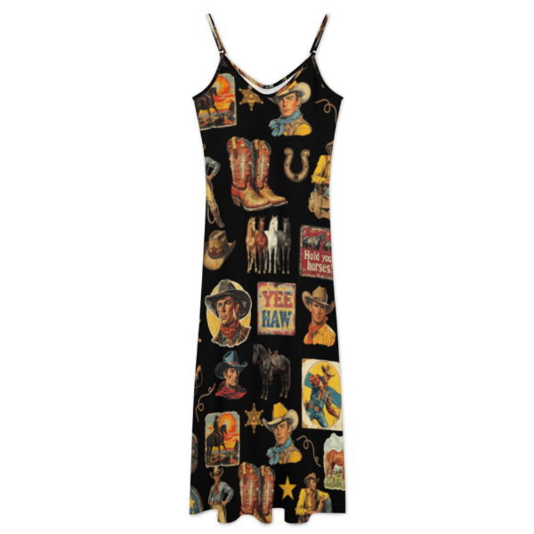 Baha Ranch Vintage Cowboy Collage Western Sun Dress