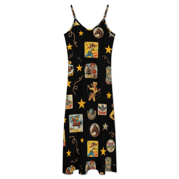 Baha Ranch Vintage Cowgirl Collage Western Sun Dress