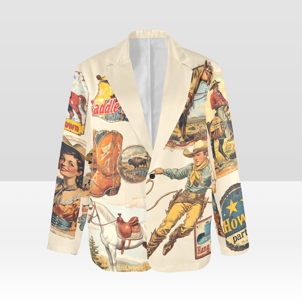 Baha Ranch Old West Cowboy Western Cowgirl Vintage Retro Women's Blazer