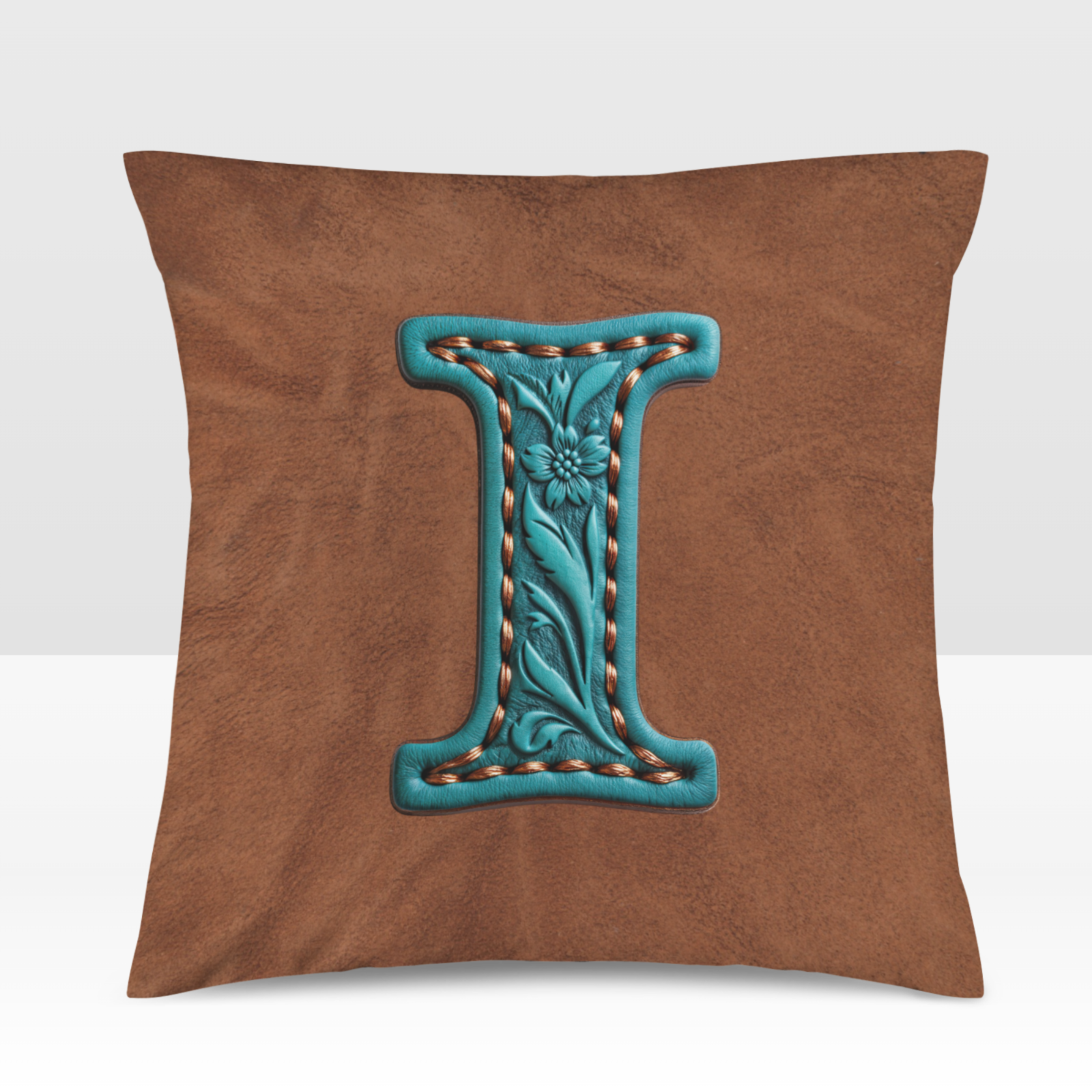 Baha Ranch Velvety Soft Western Tooled Initial Personalized Pillow Cover Made in America