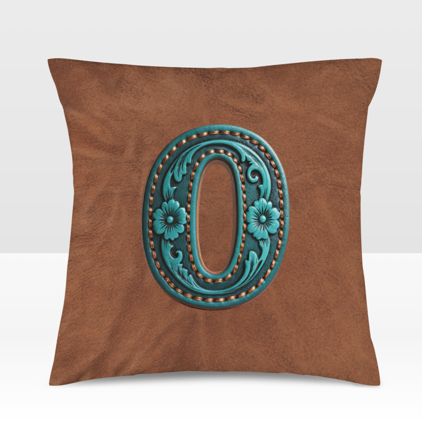 Baha Ranch Velvety Soft Western Tooled Initial Personalized Pillow Cover Made in America