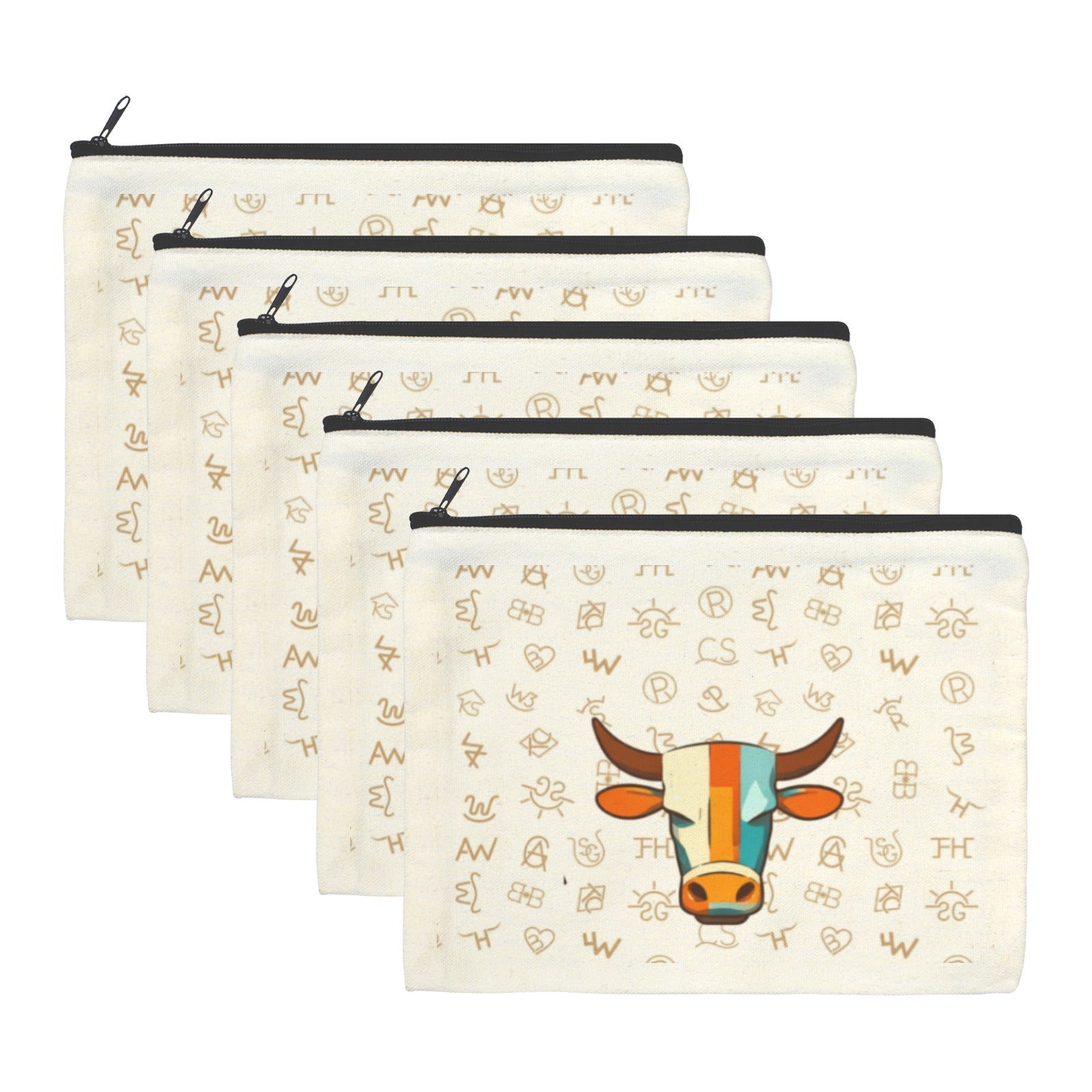 Baha Ranch Brands with Steer pack of 5 bags Cosmetic Bag Made in America