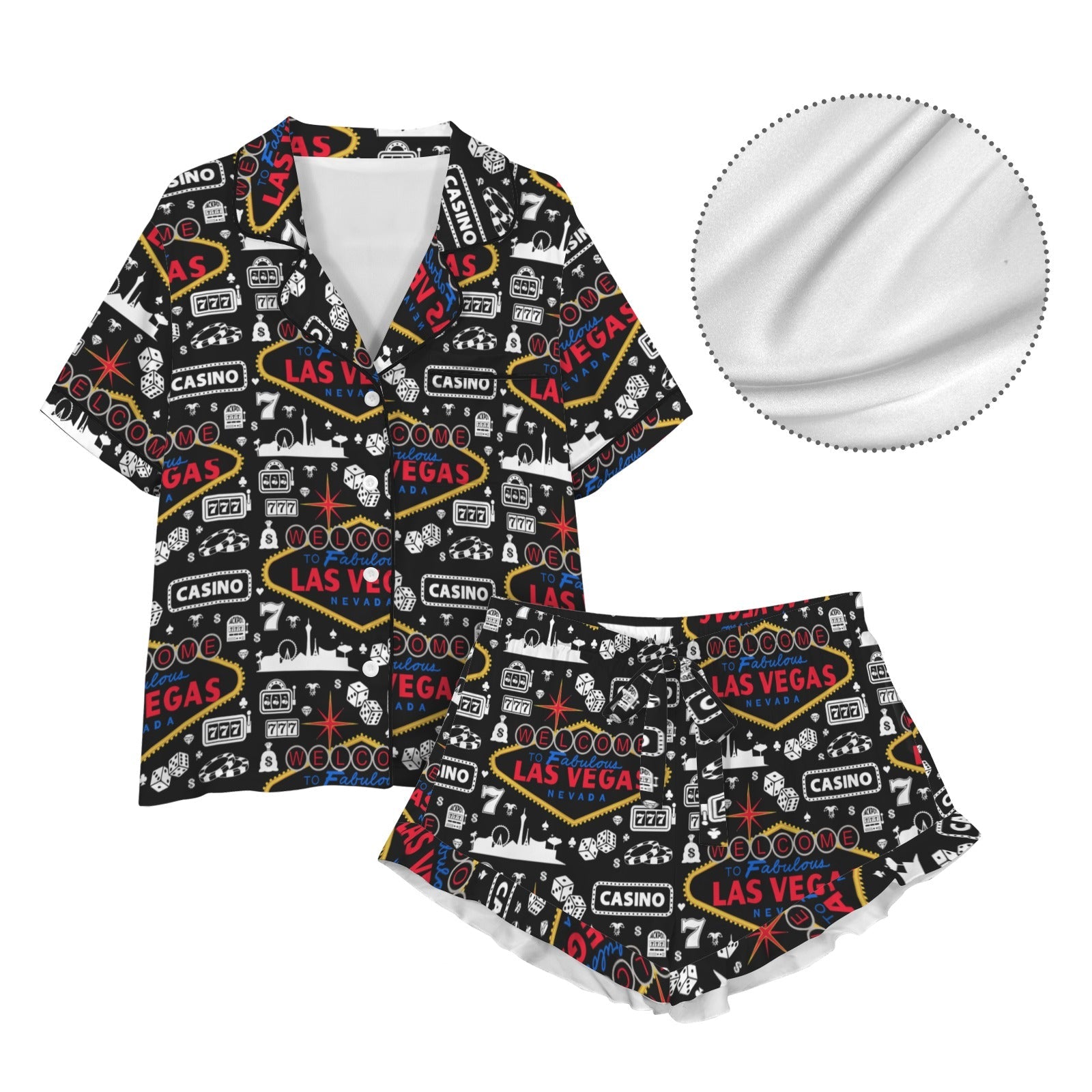 Baha Ranch Viva Las Vegas Western Satin Ruffle Pajama Set