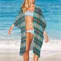 Baha Ranch Teal Aztec Duster Kimono Coverup