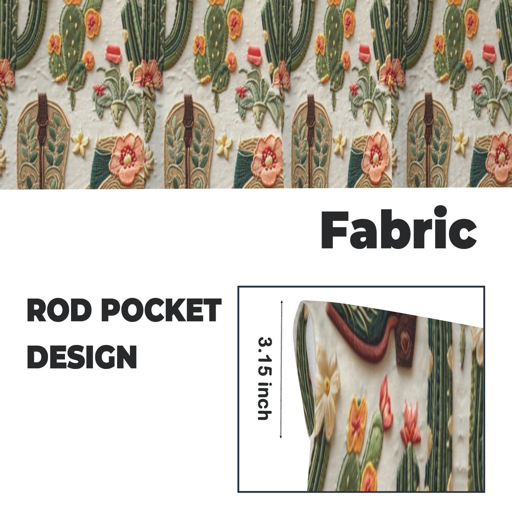 Baha Ranch Cactus and Boots Curtains 28"x40" (2-Piece) Made in America