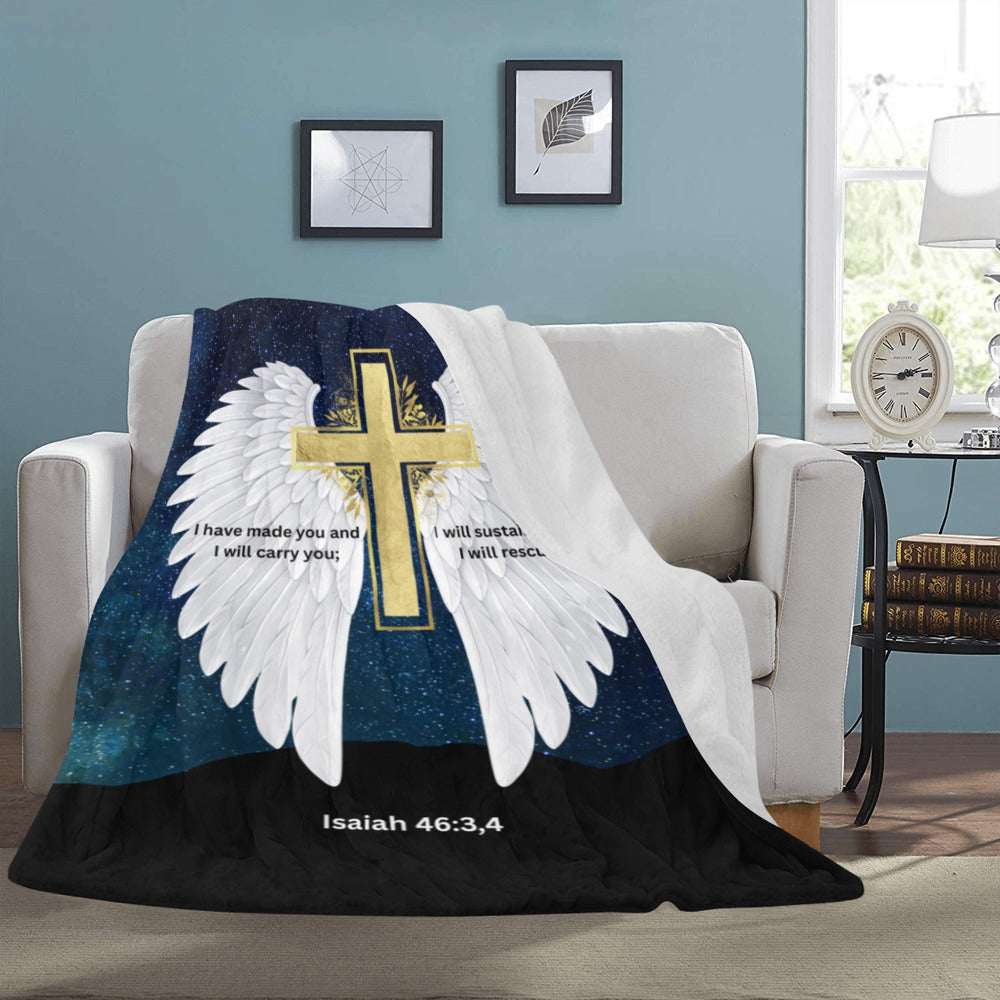 Baha Ranch I Will Rescue You Angel Wings Throw Blanket 60" x 80" Made in America