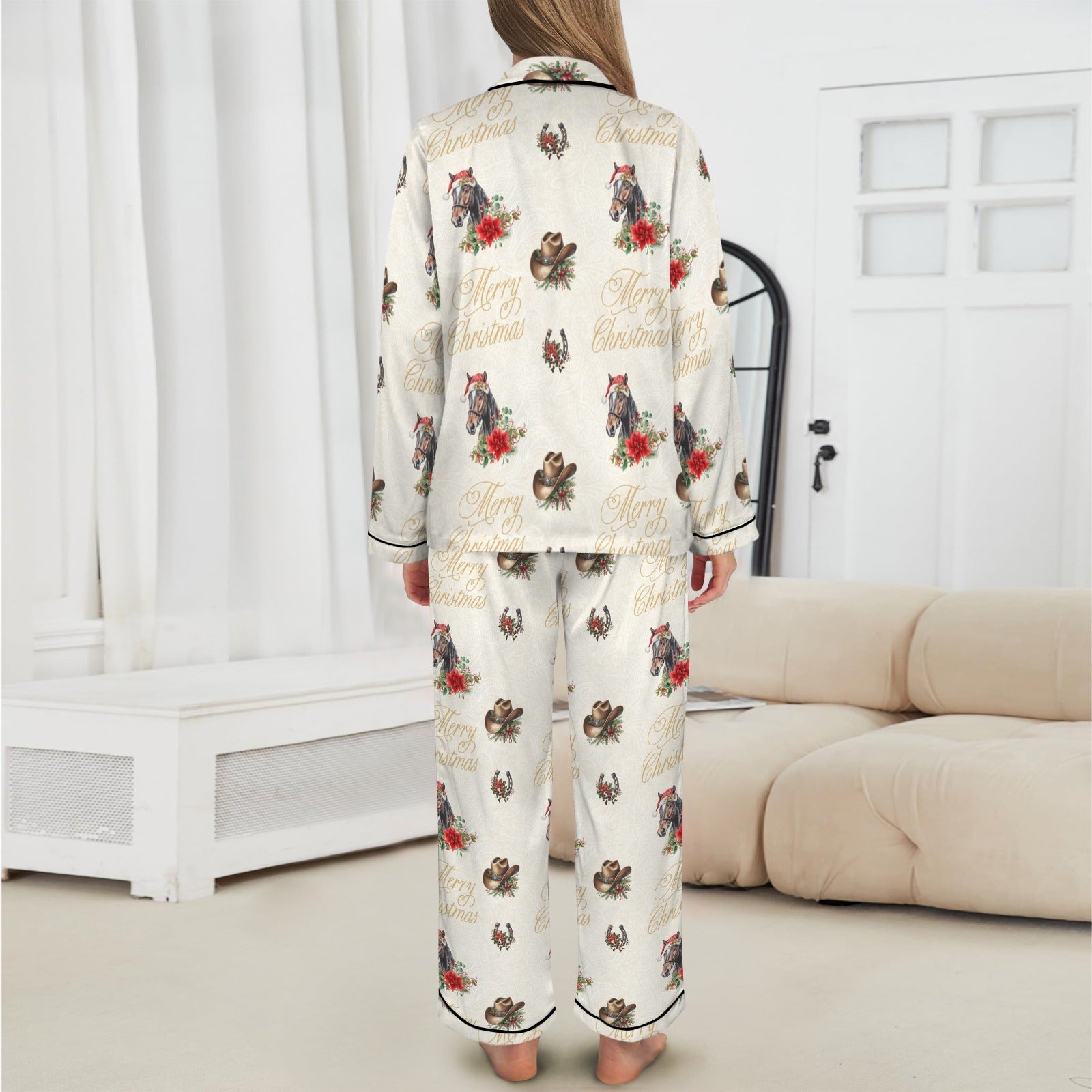 Baha Ranch Christmas Horses Satin Western Pajamas