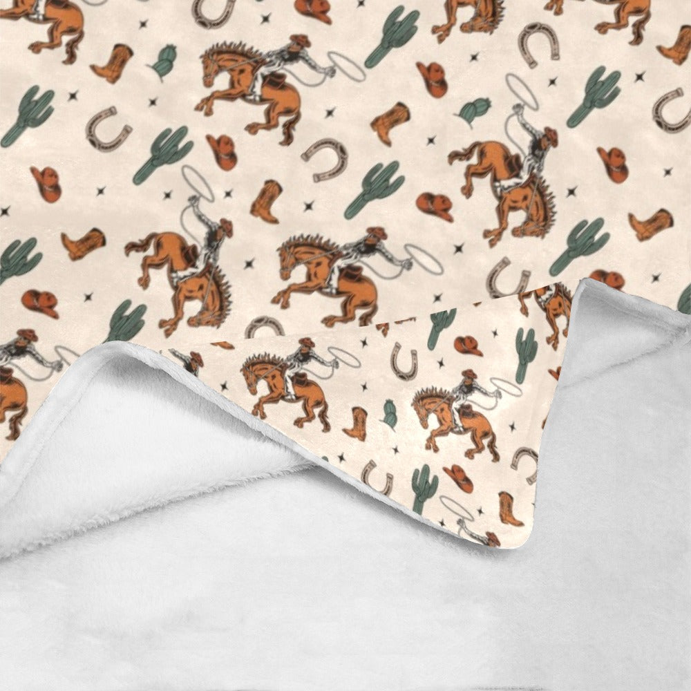 Baha Ranch Rodeo Cowboy Throw Blanket Ultra-Soft Micro Fleece Blanket 60" x 80" Made in America