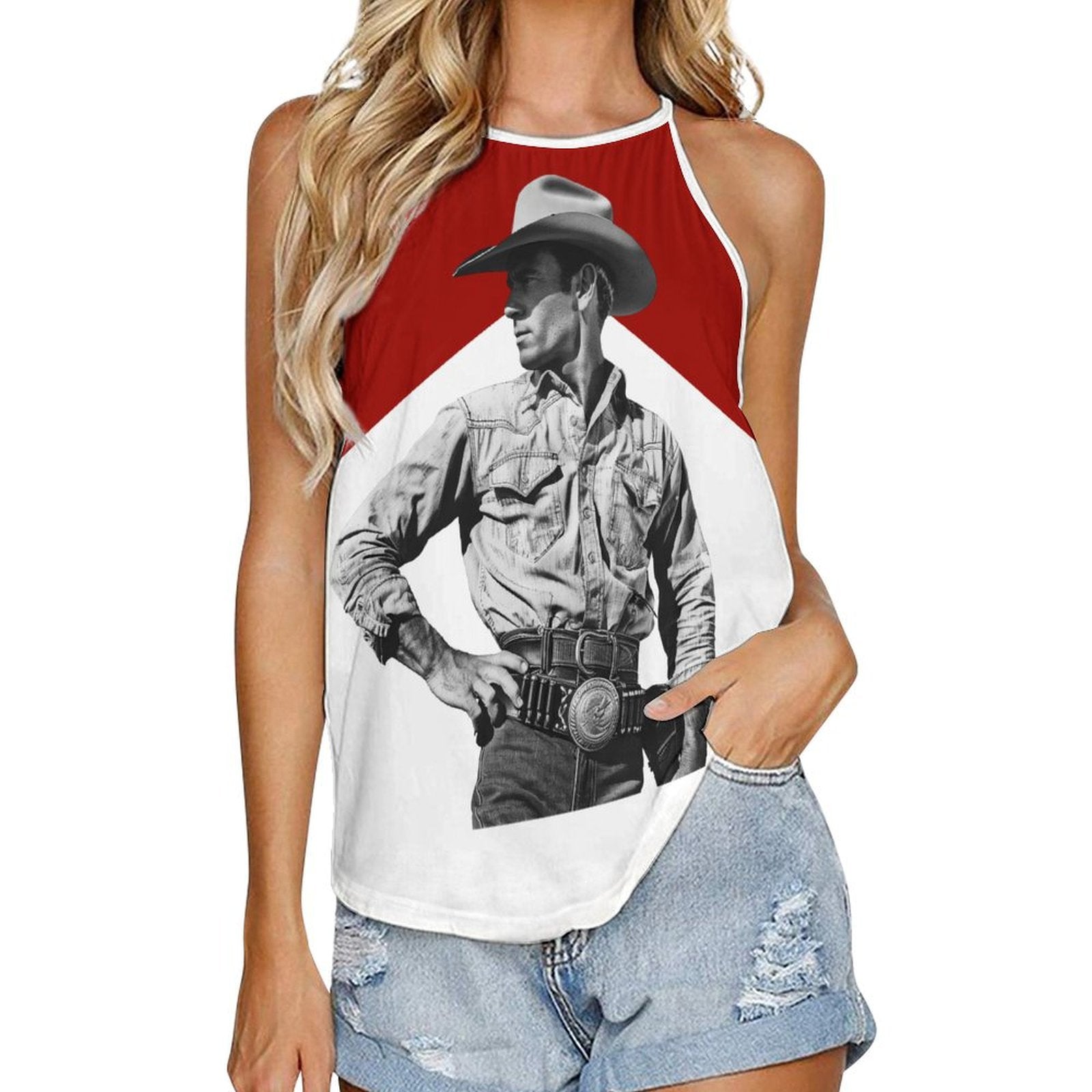 Baha Ranch Black White Cowboy Vintage Tank Top