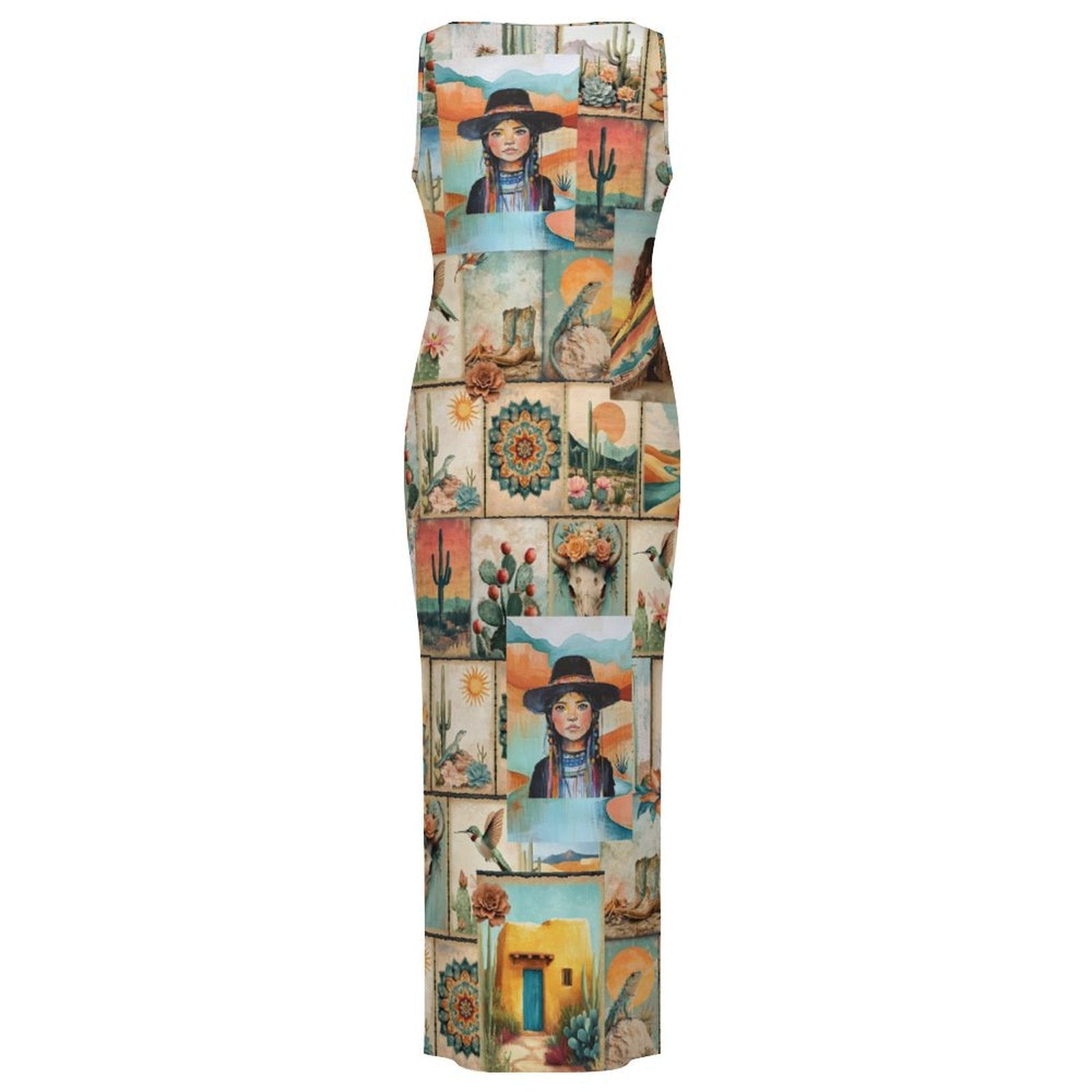 Baha Ranch New Colores De Mexico Pictures of the Southwest Bodycon Side Slit Long Dress