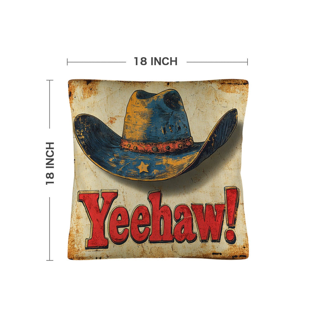 Baha Ranch Vintage Western Yeehaw Throw Pillow Case 18 x 18 Made in America