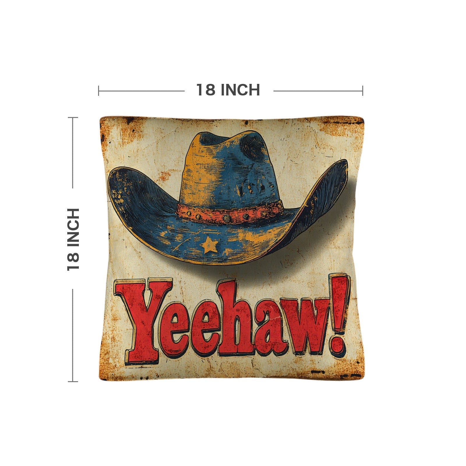 Baha Ranch Vintage Western Yeehaw Throw Pillow Case 18 x 18 Made in America
