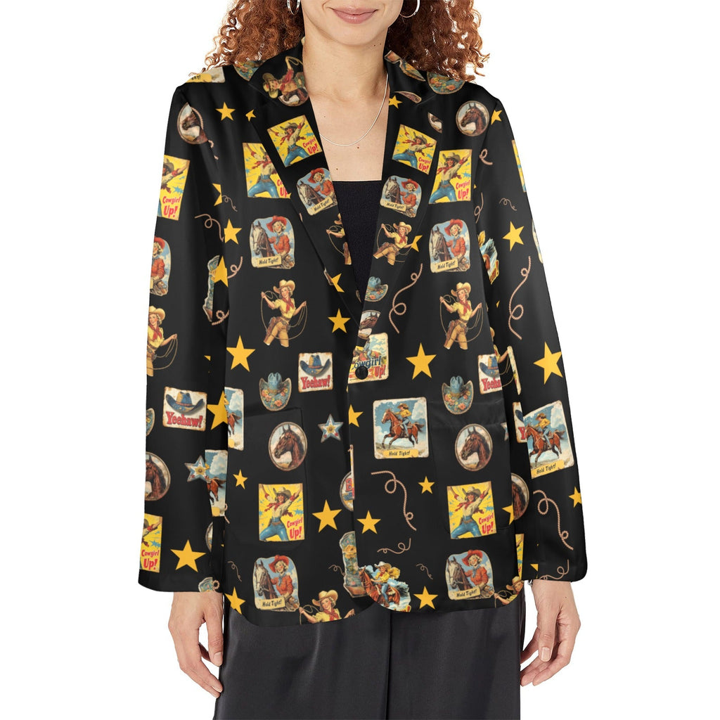 Baha Ranch Vintage Cowgirl Collage Western Blazer