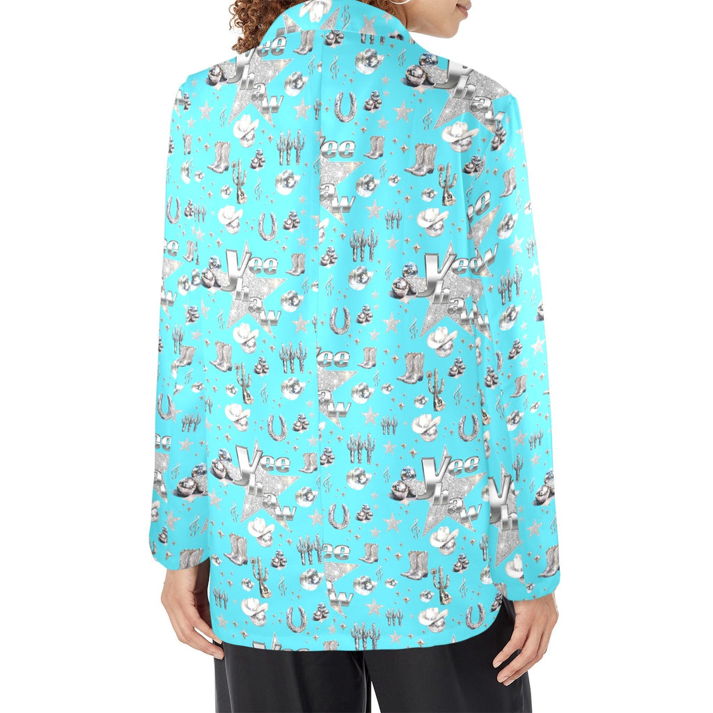 Baha Ranch Turquoise YEEHAW Rhinestone Cowgirl Blazer