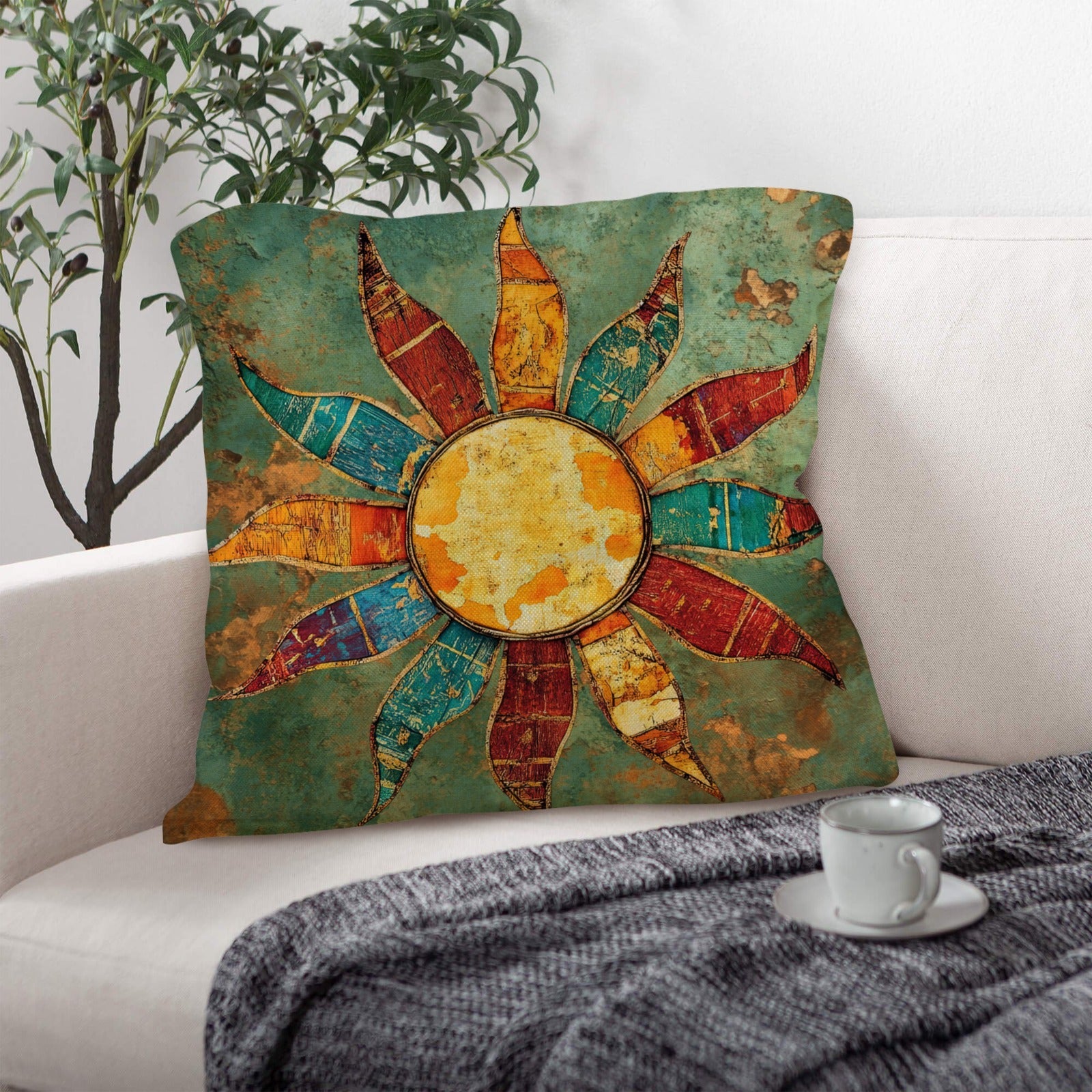 Baha Ranch Colores de Mexico Sun Face Throw Pillow Case Made in America