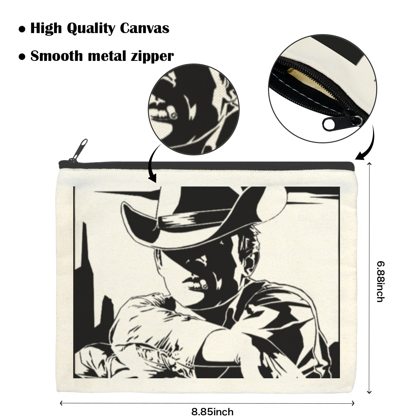 Baha Ranch Black White Cowboy Cosmetic Bag Pack of 5 Made in America