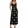 Baha Ranch Turquoise Orange Aztec Western Maxi Dress