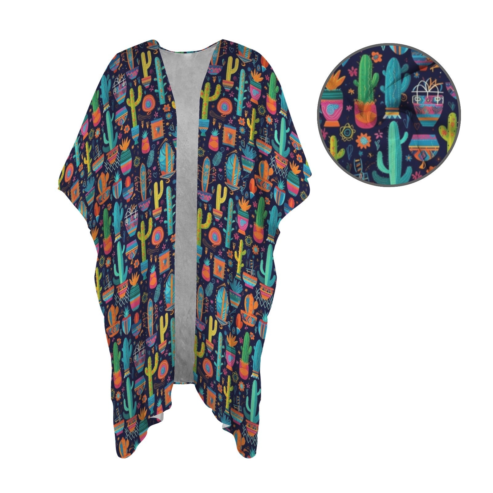 Baha Ranch Crazy Cactus Lady Duster Kimono Coverup