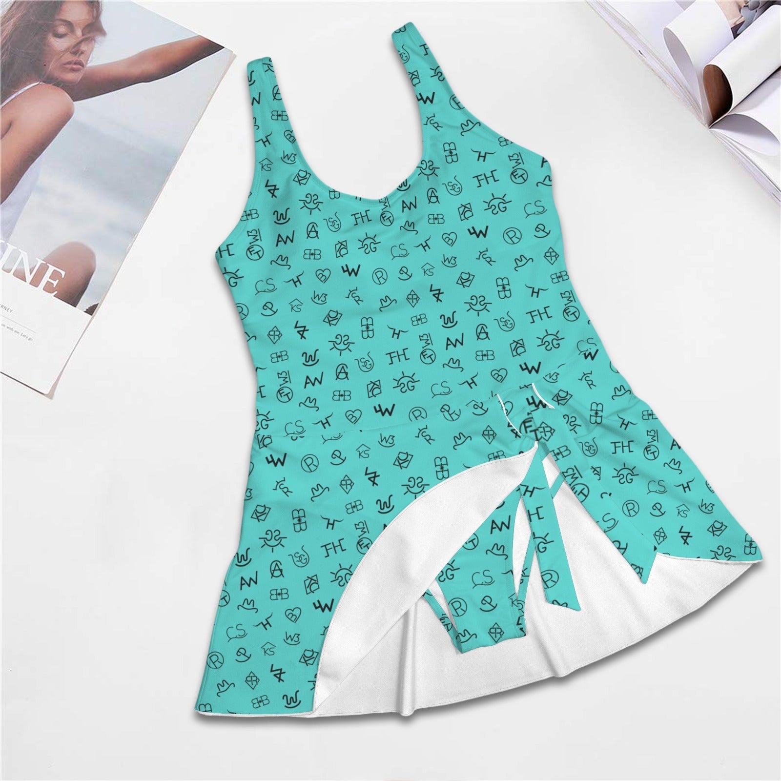 Baha Ranch Cattle Brands Skirted Swimsuit
