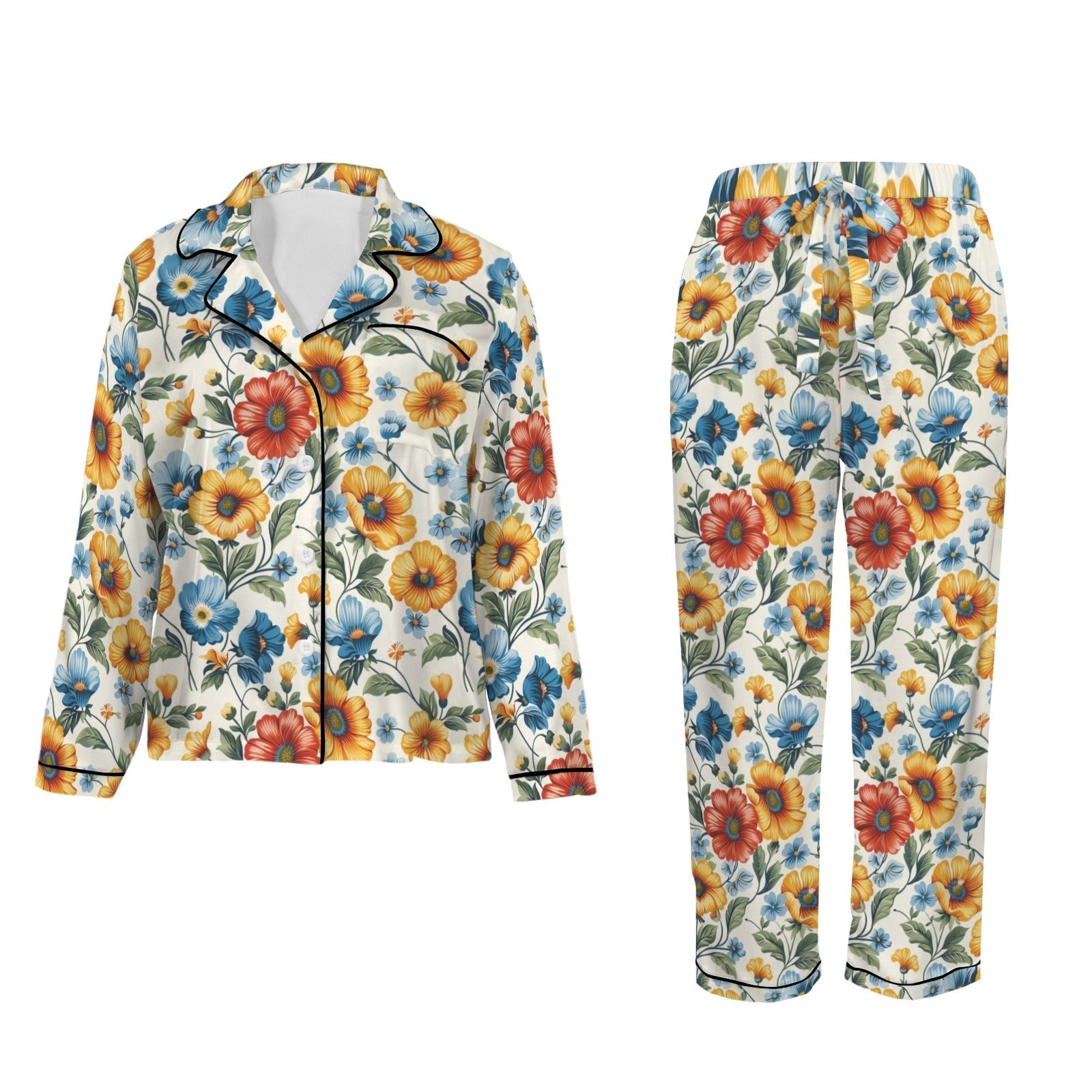 Baha Ranch Colores De Mexico Spring Florals Satin Pajamas