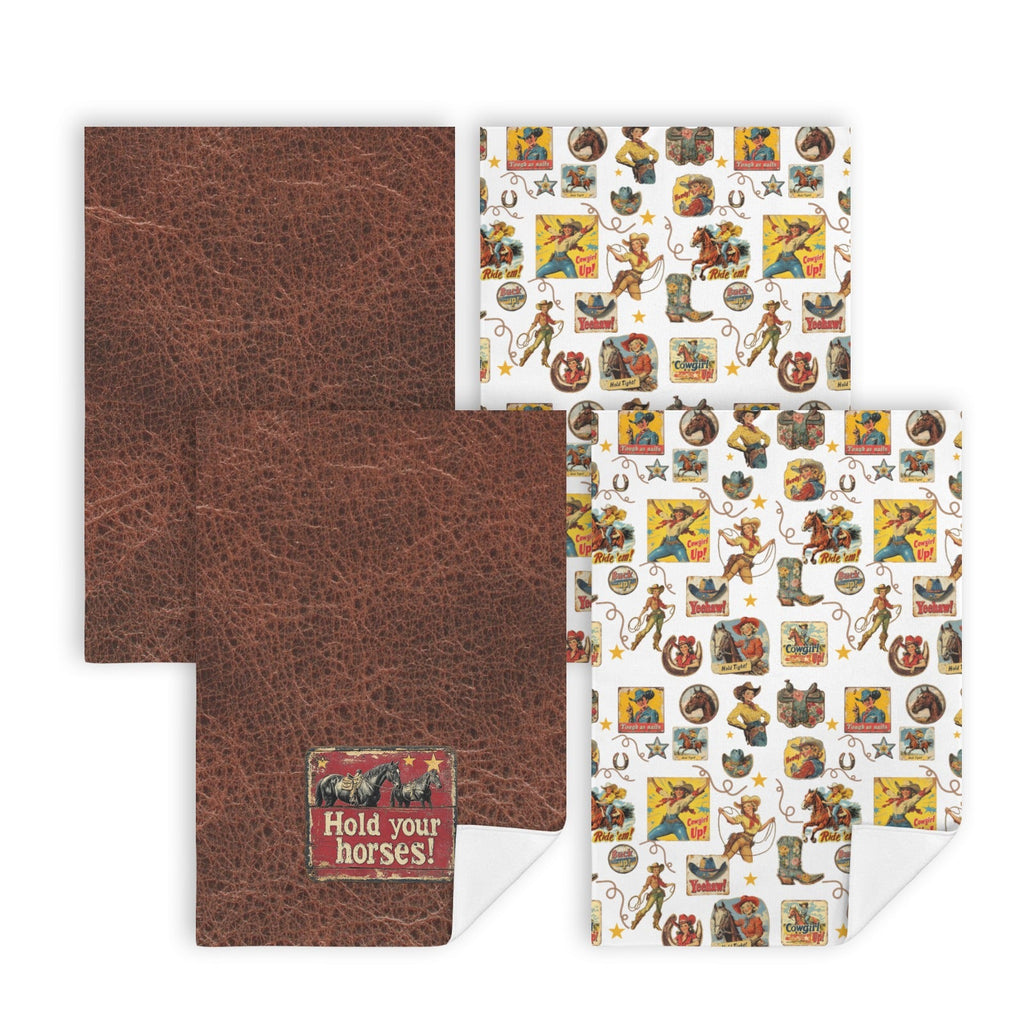 Baha Ranch Vintage Cowgirls Set of 4 Kitchen Dish Towels Made in America